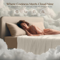 Oxford Homeware Cream Flat Sheet 100% Egyptian Cotton 200 Thread Count Soft Easy Care Bedding Sheet (W)225Cmx(L)275Cm (Double) - thumbnail 2