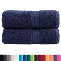 Berkfield Premium Guest Towels Solund 2Pcs Navy Blue 30X50Cm 600Gsm - thumbnail 2