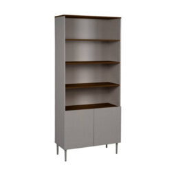 Sweeek - Shelving Unit Bookcase Metal And Wood Decor 6 Levels Grey And Walnut - Ashton - thumbnail 2