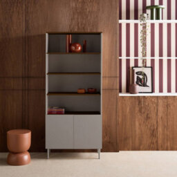 Sweeek - Shelving Unit Bookcase Metal And Wood Decor 6 Levels Grey And Walnut - Ashton - thumbnail 3