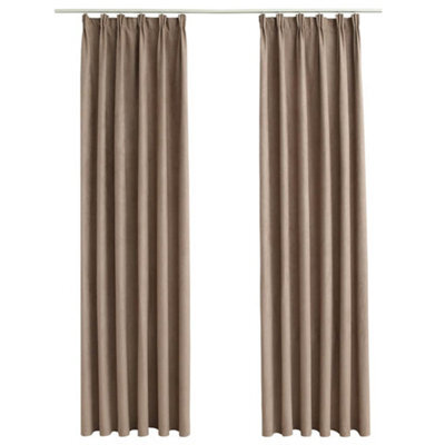 Berkfield Elegant Blackout Curtains With Hooks 2 Pcs Taupe 140X225 Cm