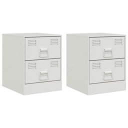 Berkfield Bedside Cabinets 2 Pcs White 34.5X39X44 Cm Steel - thumbnail 2