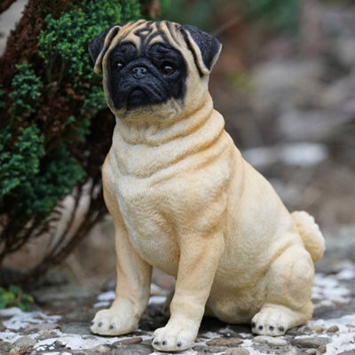 Burgess Blonde Pug Resin Dog Statue Home Garden Outdoor Sitting Puppy Ornament Sculpture British Pet Gift - image 1
