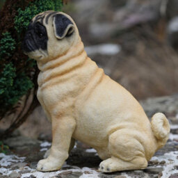 Burgess Blonde Pug Resin Dog Statue Home Garden Outdoor Sitting Puppy Ornament Sculpture British Pet Gift - thumbnail 3