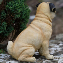 Burgess Blonde Pug Resin Dog Statue Home Garden Outdoor Sitting Puppy Ornament Sculpture British Pet Gift - thumbnail 4