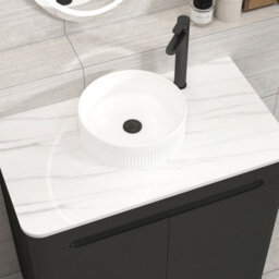 Royal Bathrooms Venice 800mm Matt Nocturne Black Freestanding Bathroom Countertop Vanity Unit 2 Door With Round Basin - thumbnail 6