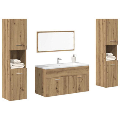 Berkfield 4 Piece Bathroom Furniture Set Artisan Oak Engineered Wood - image 1