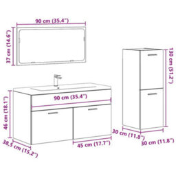 Berkfield 4 Piece Bathroom Furniture Set Artisan Oak Engineered Wood - thumbnail 9