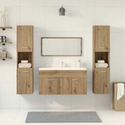 Berkfield 4 Piece Bathroom Furniture Set Artisan Oak Engineered Wood - thumbnail 3