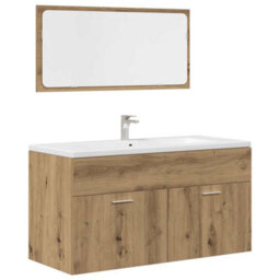 Berkfield 4 Piece Bathroom Furniture Set Artisan Oak Engineered Wood - thumbnail 6