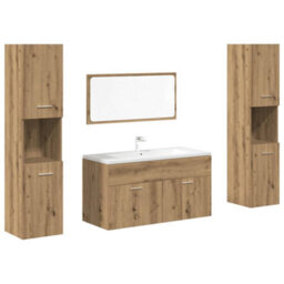 Berkfield 4 Piece Bathroom Furniture Set Artisan Oak Engineered Wood - thumbnail 2