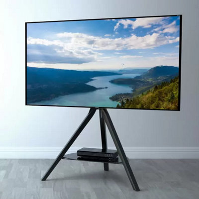 "Avf Hoxton Tv Stand For Tvs Up To 70"" (40Kg) - Black Tripod Legs, Adjustable Height & Tilt, Glass Shelf, Cable Management" - image 1
