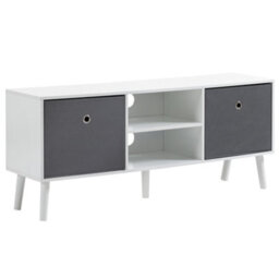 Homcom Modern Tv Cabinet Stand W/ Shelves & Drawers, Bedroom White & Grey - thumbnail 2