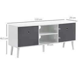Homcom Modern Tv Cabinet Stand W/ Shelves & Drawers, Bedroom White & Grey - thumbnail 3
