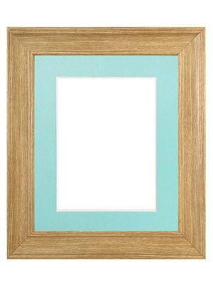 Frames By Post Scandi Oak Frame With Blue Mount For Image Size A3 - image 1