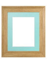 Frames By Post Scandi Oak Frame With Blue Mount For Image Size A3 - thumbnail 1