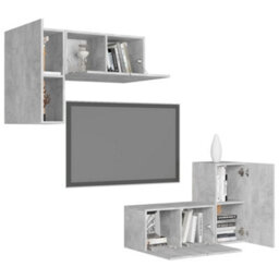Berkfield 4 Piece Tv Cabinet Set Concrete Grey Engineered Wood - thumbnail 3