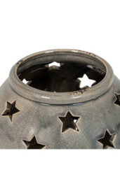 Garda Large Star Candle Lantern Distressed Ceramic, Nordic Charm - thumbnail 2