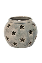Garda Large Star Candle Lantern Distressed Ceramic, Nordic Charm - thumbnail 1