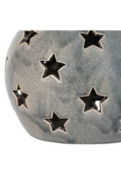 Garda Large Star Candle Lantern Distressed Ceramic, Nordic Charm - thumbnail 3