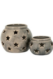 Garda Large Star Candle Lantern Distressed Ceramic, Nordic Charm - thumbnail 4