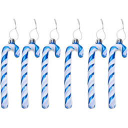 Festive Fix 6 Pack Navy Glitter Candy Cane Christmas Decorations Premium Plastic Hanging Ornaments For Tree Holiday Home Decor