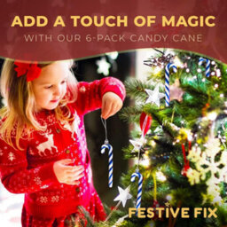 Festive Fix 6 Pack Navy Glitter Candy Cane Christmas Decorations Premium Plastic Hanging Ornaments For Tree Holiday Home Decor - thumbnail 2