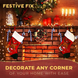 Festive Fix 6 Pack Navy Glitter Candy Cane Christmas Decorations Premium Plastic Hanging Ornaments For Tree Holiday Home Decor - thumbnail 4