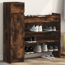 Berkfield Shoe Cabinet Smoked Oak 100.5X28X100 Cm Engineered Wood - thumbnail 1
