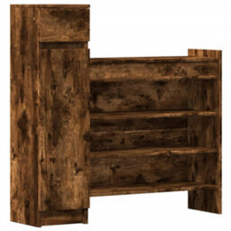 Berkfield Shoe Cabinet Smoked Oak 100.5X28X100 Cm Engineered Wood - thumbnail 2