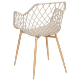 Wyld And Coco Nordic Dining Chairs Set Of 2 Beige - Synthetic Seat, Open Net Back, Metal Legs - thumbnail 6