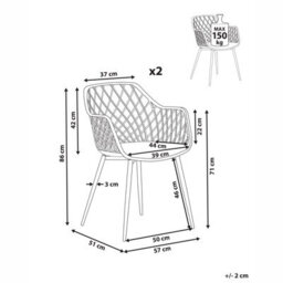 Wyld And Coco Nordic Dining Chairs Set Of 2 Beige - Synthetic Seat, Open Net Back, Metal Legs - thumbnail 5