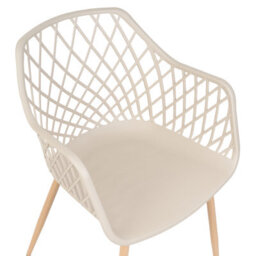 Wyld And Coco Nordic Dining Chairs Set Of 2 Beige - Synthetic Seat, Open Net Back, Metal Legs - thumbnail 7