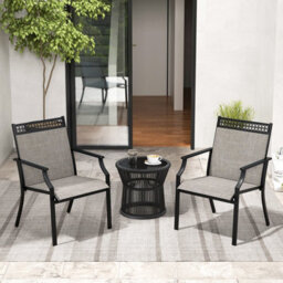 Costway Set Of 2 Outdoor Patio Chairs Dining Chair Set Heavy Duty Metal Frame