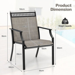 Costway Set Of 2 Outdoor Patio Chairs Dining Chair Set Heavy Duty Metal Frame - thumbnail 3