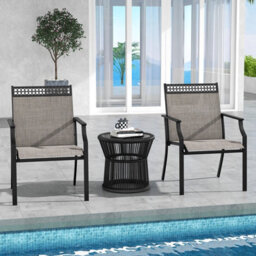 Costway Set Of 2 Outdoor Patio Chairs Dining Chair Set Heavy Duty Metal Frame - thumbnail 4
