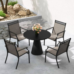 Costway Set Of 2 Outdoor Patio Chairs Dining Chair Set Heavy Duty Metal Frame - thumbnail 5