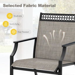 Costway Set Of 2 Outdoor Patio Chairs Dining Chair Set Heavy Duty Metal Frame - thumbnail 6