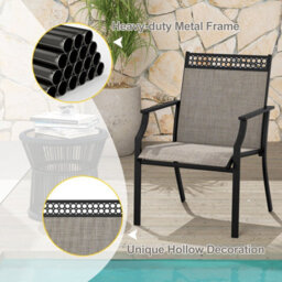 Costway Set Of 2 Outdoor Patio Chairs Dining Chair Set Heavy Duty Metal Frame - thumbnail 9
