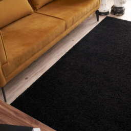 The Rugs Black Soft Plain Design Fluffy Shaggy Rugs And Runners High Pile Living Room Kitchen Hallway 380 - thumbnail 8