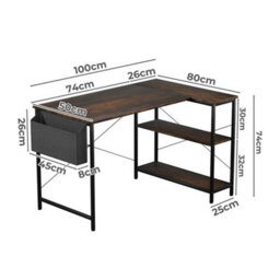 Levede L Shaped Gaming Computer Desk Workstation Study Corner Table Office - thumbnail 4