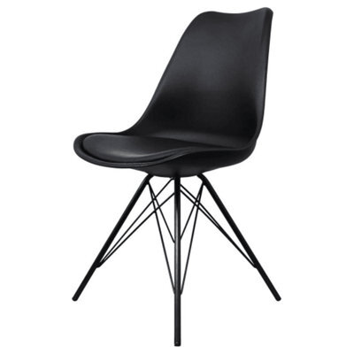 Fusion Living Soho Black Plastic Dining Chair With Black Metal Legs - image 1