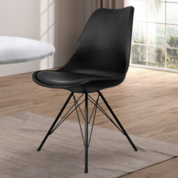 Fusion Living Soho Black Plastic Dining Chair With Black Metal Legs - thumbnail 2