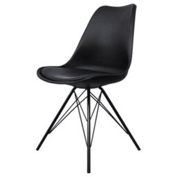 Fusion Living Soho Black Plastic Dining Chair With Black Metal Legs - thumbnail 1