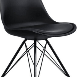 Fusion Living Soho Black Plastic Dining Chair With Black Metal Legs - thumbnail 3