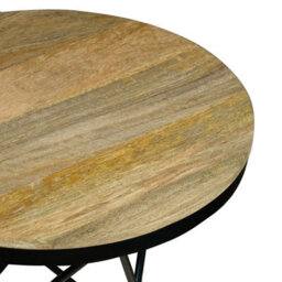 Buttercup Farm Ravi Star Leg Round Side Table - Mango Wood/iron - L51 X W51 X H50 Cm - Mango Light Finish - thumbnail 5