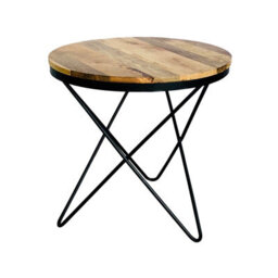 Buttercup Farm Ravi Star Leg Round Side Table - Mango Wood/iron - L51 X W51 X H50 Cm - Mango Light Finish - thumbnail 1