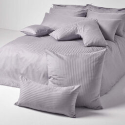 Homescapes Grey Egyptian Cotton Satin Stripe Housewife Pillowcase 330 Tc - thumbnail 5