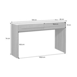 Sweeek - Console With Wood Decor And Travertine Effect Top, 2 Drawers, 120Cm Walnut 120X35X74 Cm - Aretha - thumbnail 5