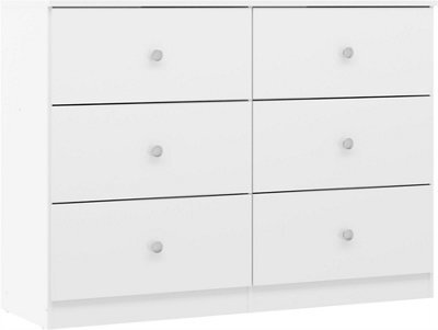 Denver White Gloss 6 Drawer Chest Of Drawers Modern Bedroom Furniture Storage - image 1